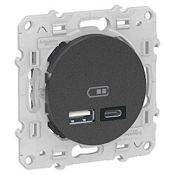 prise usb - double - a+c - odace - anthracite - schneider electric s540401