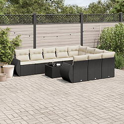 Maison Chic Salon de jardin 11 pcs avec coussins | Ensemble de Table et chaises | Mobilier d'Extérieur noir résine tressée -GKD50853