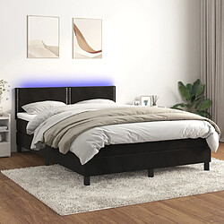 Sommier à lattes LED,Cadre à lattes de lit avec matelas pour Adulte Noir 140x190cm Velours -MN11884