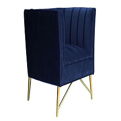 Avis La Maison Du Canapé Fauteuil En Velours Alaia - Bleu Foncé Bleu - Angle Droite