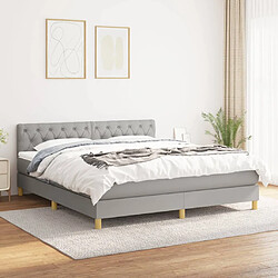 vidaXL Sommier à lattes de lit avec matelas Gris clair 160x200cm Tissu