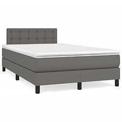 Avis Maison Chic Lit adulte- Lit + matelas + LED,Sommier à lattes de lit matelas LED gris 120x190 cm similicuir -GKD15528