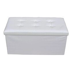 Mobili Rebecca Pouf Coffre de rangement Banc Rectangle Blanc Stokage 38x76x38