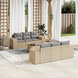 Maison Chic Salon de jardin avec coussins 7 pcs, Ensemble Tables et chaises de jardin, beige résine tressée -GKD395001