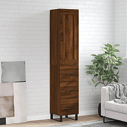 vidaXL Buffet haut Chêne marron 34,5x34x180 cm Bois d'ingénierie