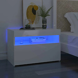 Maison Chic Table de chevet - Table de Nuit avec lumières LED blanc brillant 60x35x40 cm