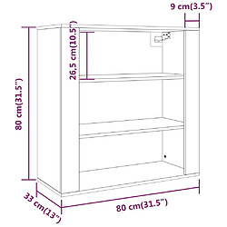 vidaXL Armoire murale Chêne fumé 80x33x80 cm Bois d'ingénierie pas cher