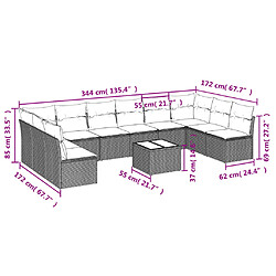 Avis vidaXL Salon de jardin 11 pcs avec coussins noir résine tressée