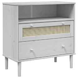 vidaXL Buffet SENJA aspect rotin blanc 80x40x80 cm bois massif de pin