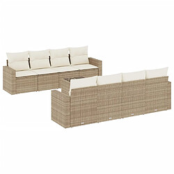 vidaXL Salon de jardin avec coussins 9 pcs beige résine tressée