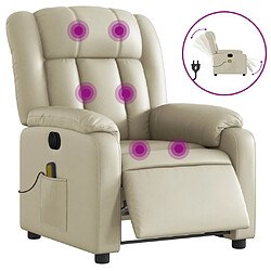 Maison Chic Fauteuil Relax pour salon, Fauteuil de massage inclinable électrique crème similicuir -GKD58444