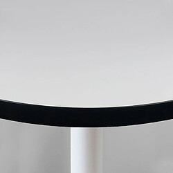 Restootab Table Ø70cm - modèle Round pied blanc blanc chants noir