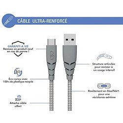 Force Power Câble Ultra-renforcé USB A/USB C 3m - 3A Gris