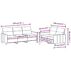 vidaXL Ensemble de canapés 2 pcs avec coussins Marron Tissu pas cher