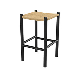 Rendez Vous Deco Tabouret Kaïa pour îlot central 65 cm en teck noir et rotin 