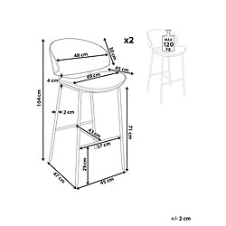 Avis Beliani Tabouret de bar Set de 2 Tissu Crème KIANA