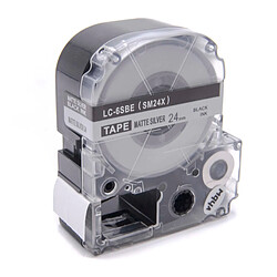 vhbw cassette à bande cartouche 24mm noir sur argent pour imprimante d´étiquette Epson LabelWorks LW-1000P, LW-600P remplace LC-6SBE, SM24X.