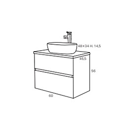 Pegane Ensemble de salle de bain coloris noir avec vasque à poser + miroir + colonne - Longueur meuble 60 x Profondeur 46 x Hauteur 56 cm pas cher