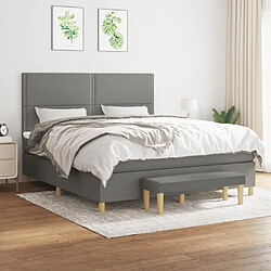 vidaXL Sommier à lattes de lit avec matelas Gris foncé 160x200cm Tissu