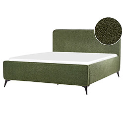 Beliani Lit double 160 x 200 cm en bouclé vert VALOGNES