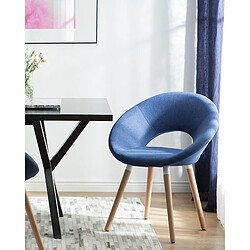 Beliani Chaise de salle à manger ROSLYN Set de 2 Tissu Bleu marine