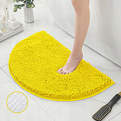 LUUCOZK Tapis de bain antidérapants absorbants à séchage rapide, tapis de décoration de salle de bain, fond TPR jaune vif-Demi-cercle 40X60CM