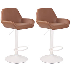 Non Lot de 2 tabourets de bar Braga simili cuir blanc 