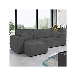 Palozi Sofa Canapé d'angle convertible en velours côtelé Karl - 3 places - Gris foncé