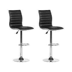 Beliani Tabouret de bar Set de 2 Cuir PU Noir LUCERNE