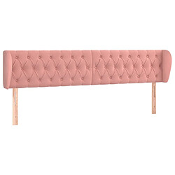 Maison Chic Tête de lit scandinave avec oreilles,meuble de chambre Rose 203x23x78/88 cm Velours -MN63375