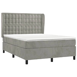 Avis Maison Chic Lit Adulte - Lit simple Lit à sommier tapissier et matelas moelleux - Meuble de Chambre - Gris clair 140x190cm Velours -MN84519