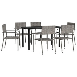 vidaXL Ensemble à manger de jardin 7pcs gris/noir résine tressée/acier