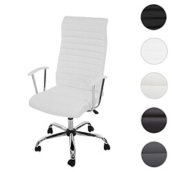 Mendler Fauteuil/chaise de bureau Cagliari, ergonomique, simili-cuir ~ blanc 