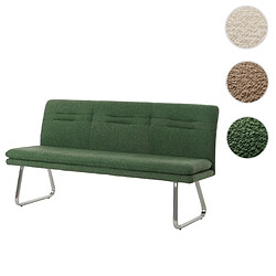 Mendler Banquette HWC-H70, banquette de salle à manger banquette rembourrée, dossier tissu/textile bouclé inox brossé 180cm ~ vert 