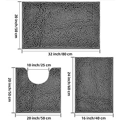 LUUCOZK Tapis de bain antidérapants absorbants à séchage rapide pour salle de bain - Fond en TPR poudre de corail-Ensemble 3 pièces 40x60+50x80+type U50x50CM