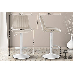 Non Lot de 2 tabourets de bar Toni velours blanc