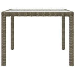 Avis vidaXL Table de jardin Gris 190x90x75 cm Verre trempé/résine tressée