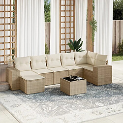 Maison Chic Salon de jardin avec coussins 8 pcs | Ensemble de Table et chaises | Mobilier d'Extérieur beige résine tressée -GKD64008