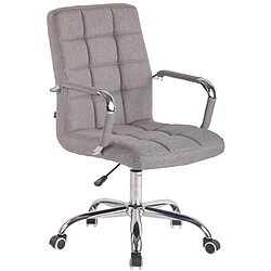 Decoshop26 Fauteuil de bureau sur roulettes hauteur réglable pivotant accoudoirs en tissu gris 10_0002471