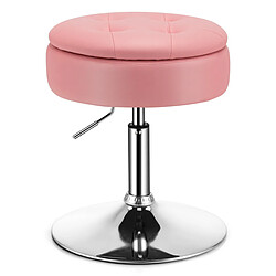 Helloshop26 Tabouret pivotant à 360° housse amovible hauteur réglable 51 - 66 cm pour salon bureau barbier rose 20_0009481 