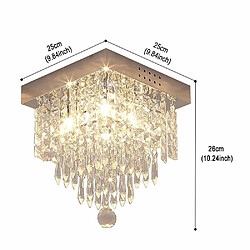 Acheter Stoex Moderne Cristal Carré Plafonnier, Lustre Industriel Acier Inoxydable Lampe de Plafond Éclairage Luminaire Design pour Chambre à Coucher, Couloir, Salon