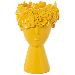 Vase Alexandra House Living Jaune Céramique Visage 18 x 18 x 27 cm 