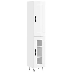 vidaXL Buffet haut Blanc brillant 34,5x34x180 cm Bois d'ingénierie