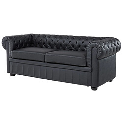 Acheter Beliani Ensemble canapé et fauteuil en cuir noir 4 places CHESTERFIELD