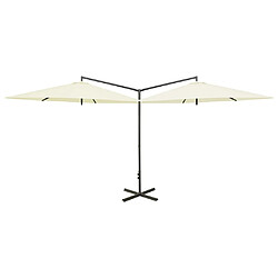 vidaXL Parasol de jardin double avec mât en acier sable 600 cm