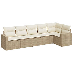 vidaXL Salon de jardin avec coussins 6 pcs beige résine tressée