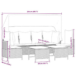 vidaXL Salon de jardin 5 pcs avec coussins noir résine tressée pas cher