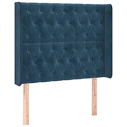 Maison Chic Tête de lit scandinave avec oreilles,meuble de chambre Bleu foncé 103x16x118/128 cm Velours -MN40578