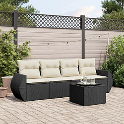 Maison Chic Salon de jardin 5 pcs avec coussins | Ensemble de Table et chaises | Mobilier d'Extérieur noir résine tressée -GKD90544