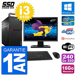 PC Tour Lenovo M700 Ecran 27" Intel i3-6100 RAM 16Go SSD 240Go Windows 10 Wifi · Occasion 